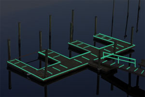 Anti-skid luminescent marking stripes for docks, boats, ships and marinas lighting