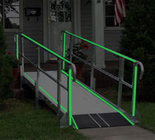 Illuminating Glow Tape Handicap Ramp
