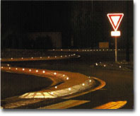 Omni-Reactional Pavement Markers - optical principle of the curb marker allows 360� visibility